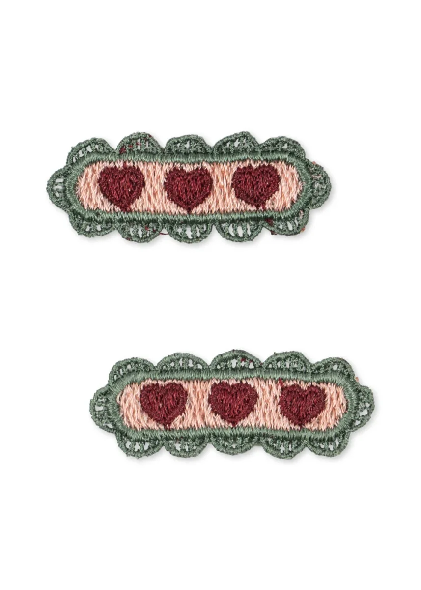 2 Pack heart Haarspangen – mellow rose