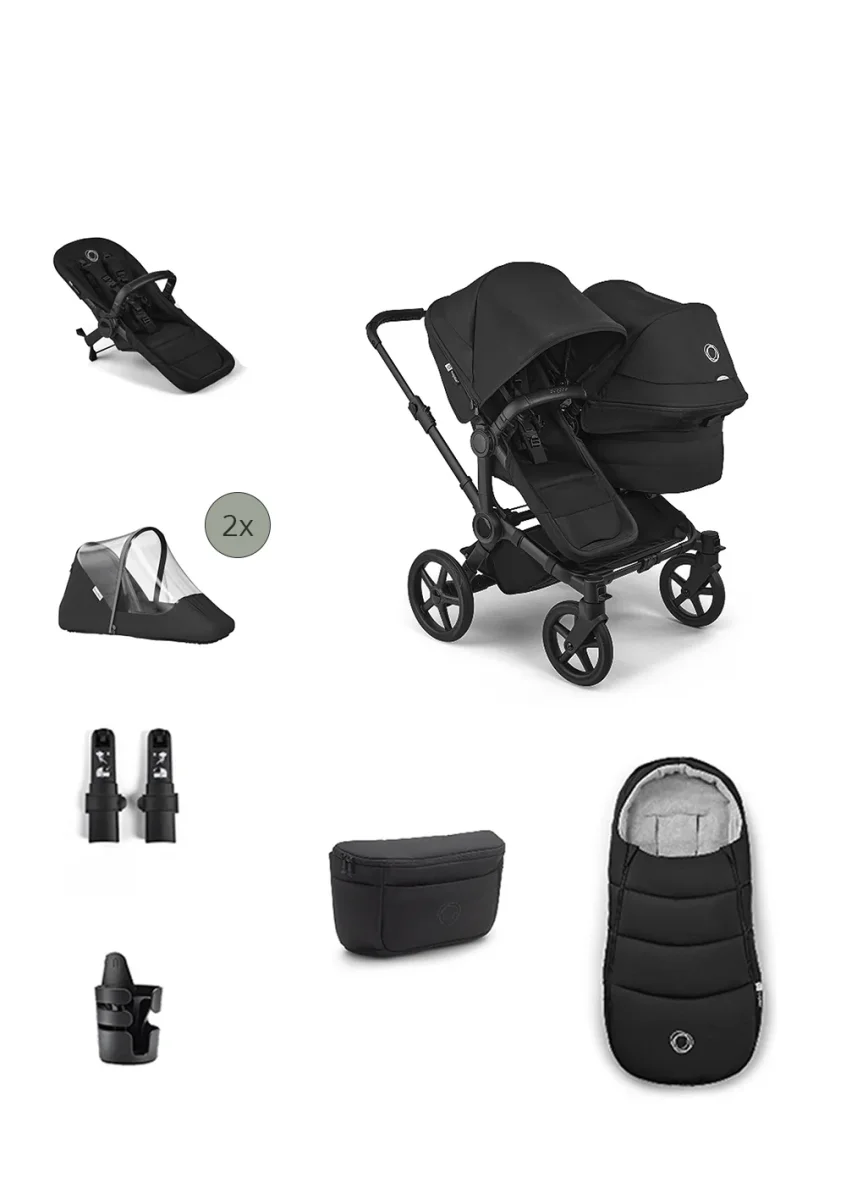 ‚Donkey 6 Double‘ Bundle – Unverzichtbares Kinderwagen-Set Heritage Black